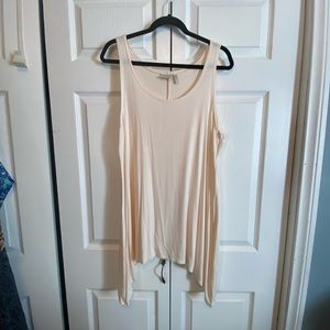 Logo shark bit tank/tunic in cream. Great for layering